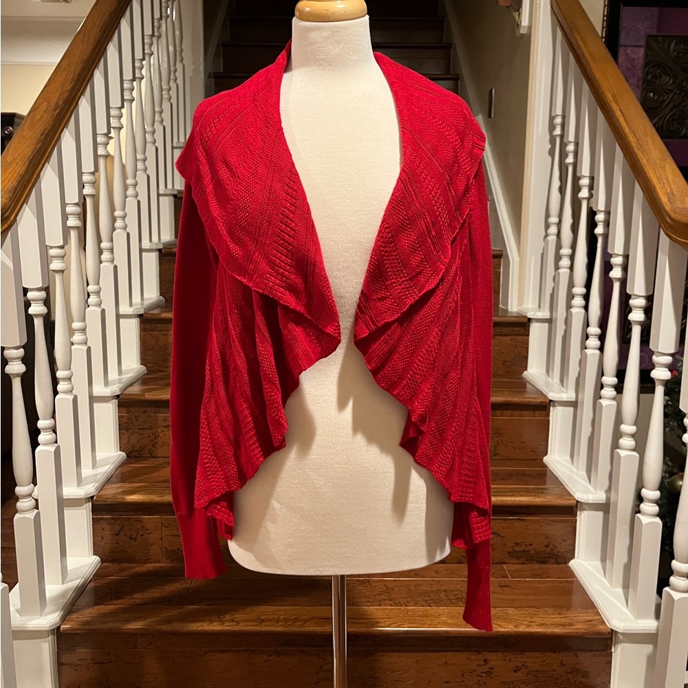 Worthington red open sweater size L